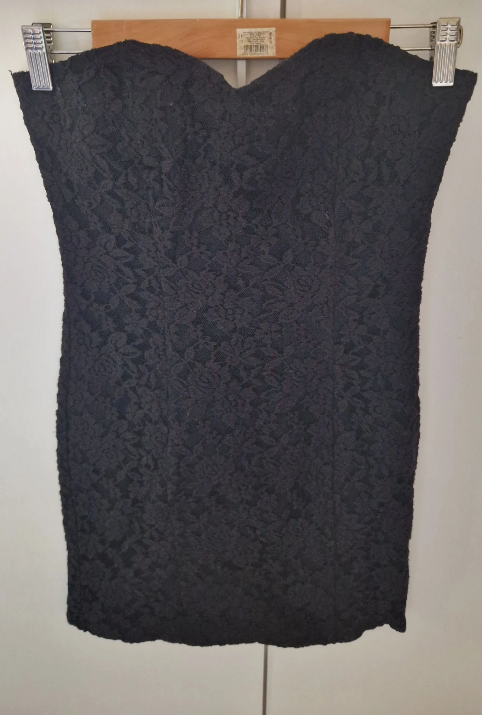 Vestido negro palabra de honor encaje Blanco M